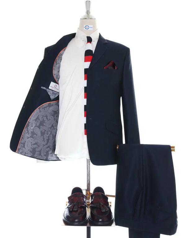 60s Mod Style Dark Navy Blue Tonic Suit Modshopping Clothing