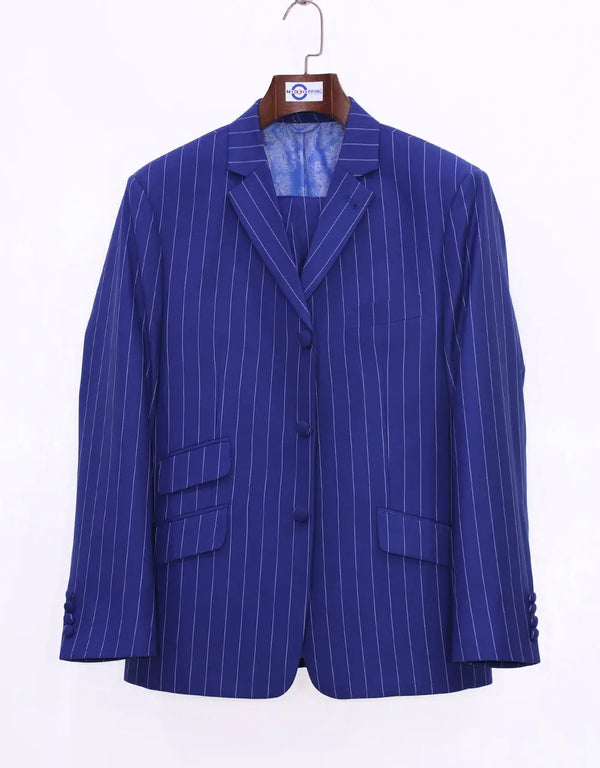 60s Mod Style Royal Blue Pinstripe Suit Modshopping Clothing
