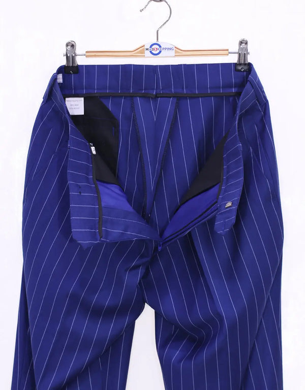 60s Mod Style Royal Blue Pinstripe Suit Modshopping Clothing