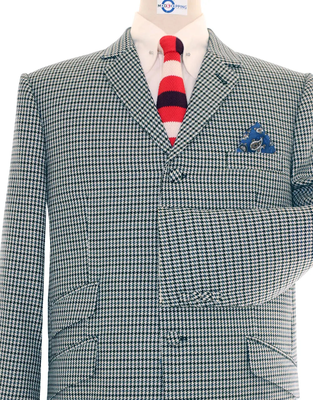 60s Style Black and Grey Houndstooth Mod Blazer Jacket Modshopping Clothing