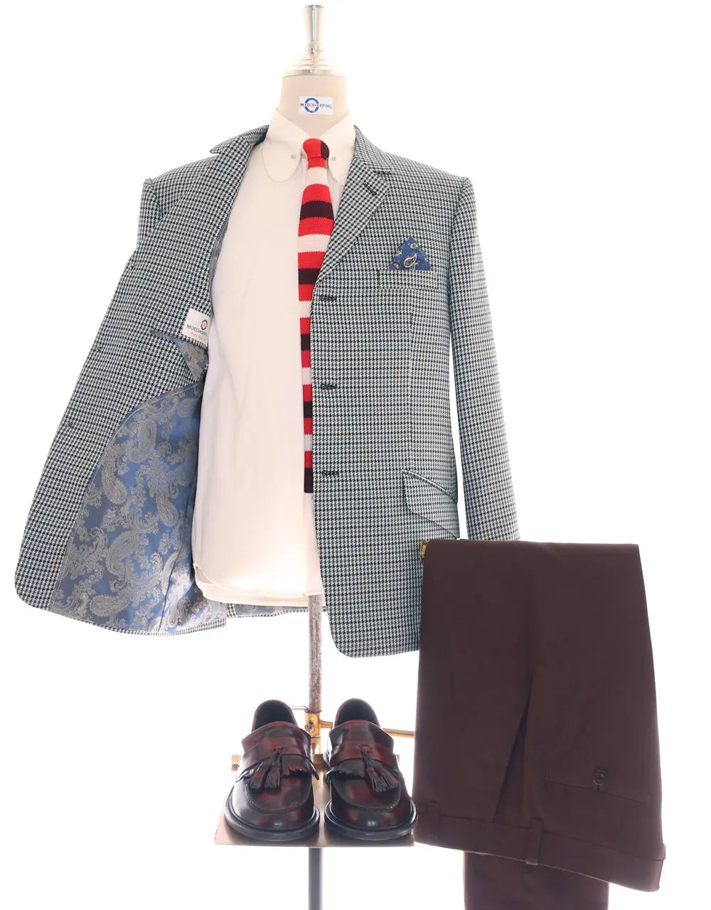 60s Style Black and Grey Houndstooth Mod Blazer Jacket Modshopping Clothing