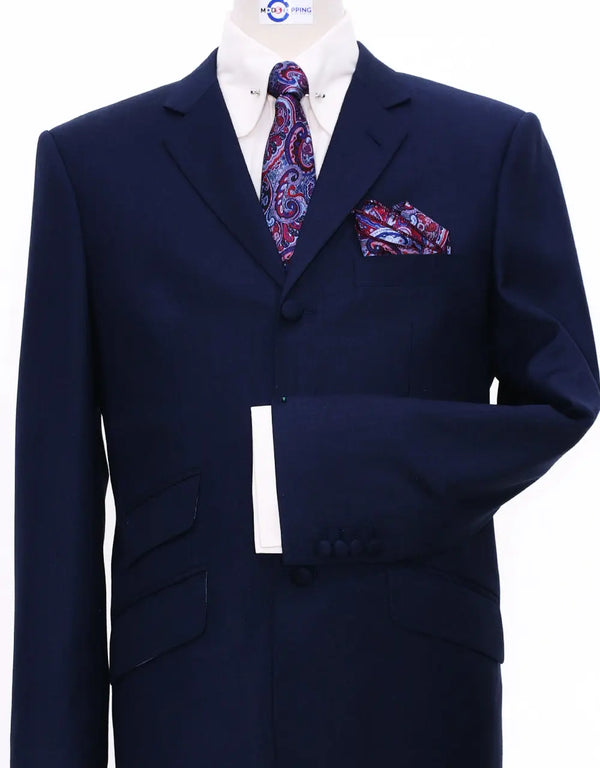 60s Style Essential Dark Navy Blue Suit - Modshopping Clothing