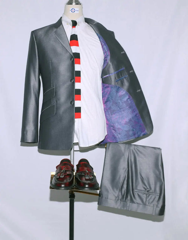 60s Vintage Style Silver Tonic Suit Modshopping Clothing