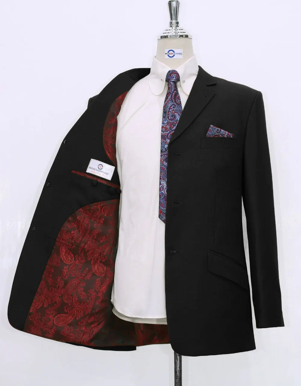 Black Suit Vintage Style Black 3 Button Mod Suit Clothing