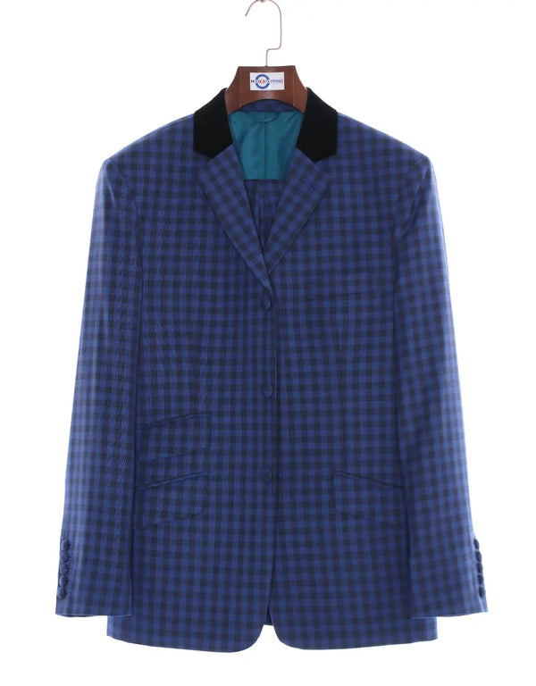 Blue Gingham Check Suit Modshopping Clothing