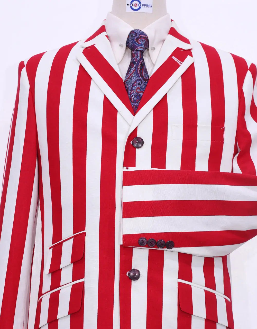 Boating Blazer | White and Red Stripe Jacket Modshopping Clothing
