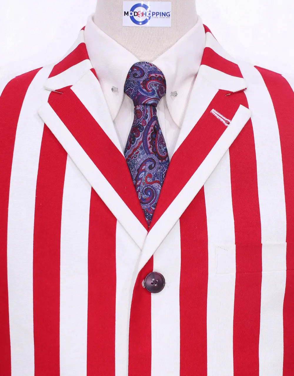 Boating Blazer | White and Red Stripe Jacket Modshopping Clothing