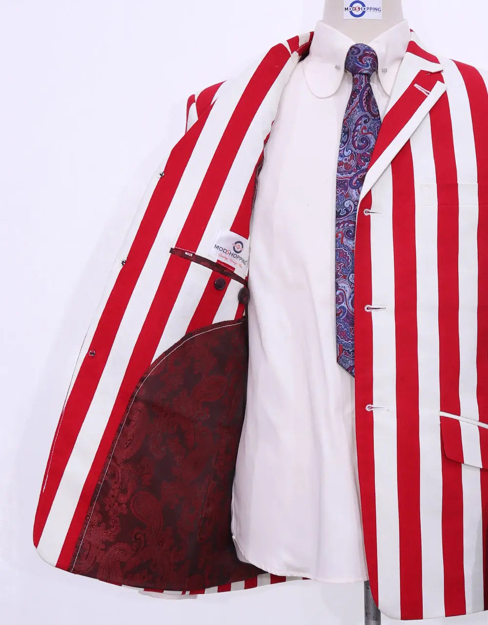 Boating Blazer | White and Red Stripe Jacket Modshopping Clothing