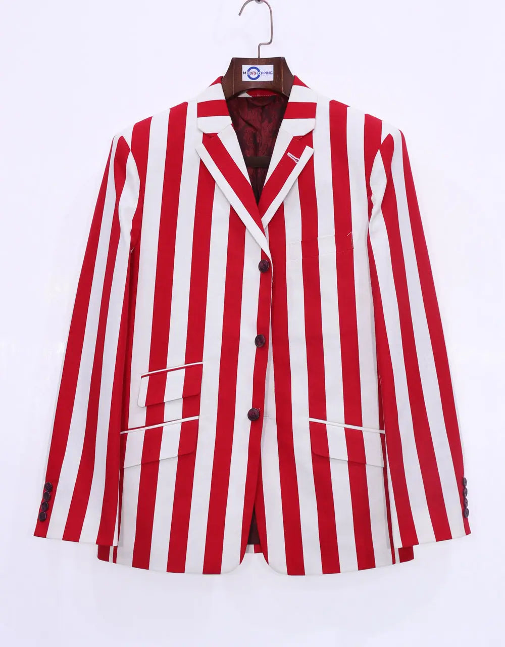 Boating Blazer | White and Red Stripe Jacket Modshopping Clothing