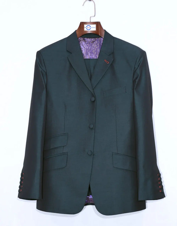 Bottle Green And Black Two Tone Suit - Modshopping Clothing