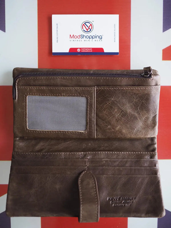 Brown leather wallet Rough skin according to traces of leather Modshopping Clothing