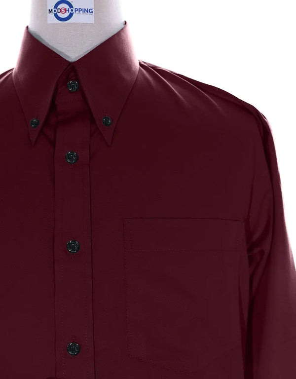 Button Down Burgundy Color Shirt Modshopping Clothing