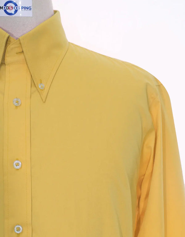 Button Down Collar Mustard Yellow Shirt Modshopping Clothing