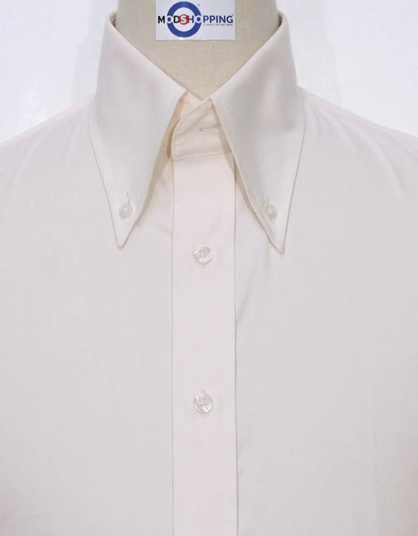 Button Down Shirt - Cream Shirt Modshopping Clothing
