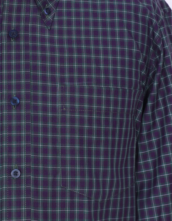 Button Down Shirt | Purple and Green Gingham Check Shirt Modshopping Clothing