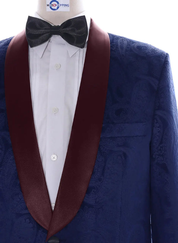 Copy of Tuxedo Jacket - Blue Paisley Tuxedo Jacket Modshopping Clothing