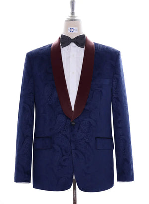 Copy of Tuxedo Jacket - Blue Paisley Tuxedo Jacket Modshopping Clothing