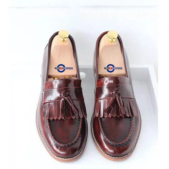 Dark Brown Tassel Loafer Leather Shoe Modshopping Clothing
