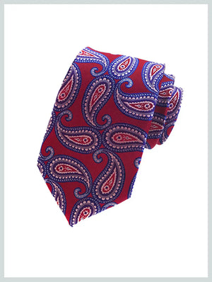 Knitted Tie | Red And Blue  Paisley Tie Modshopping Clothing