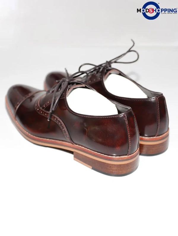 Leather Shoe Brogue Oxford  Dark Brown Color Modshopping Clothing