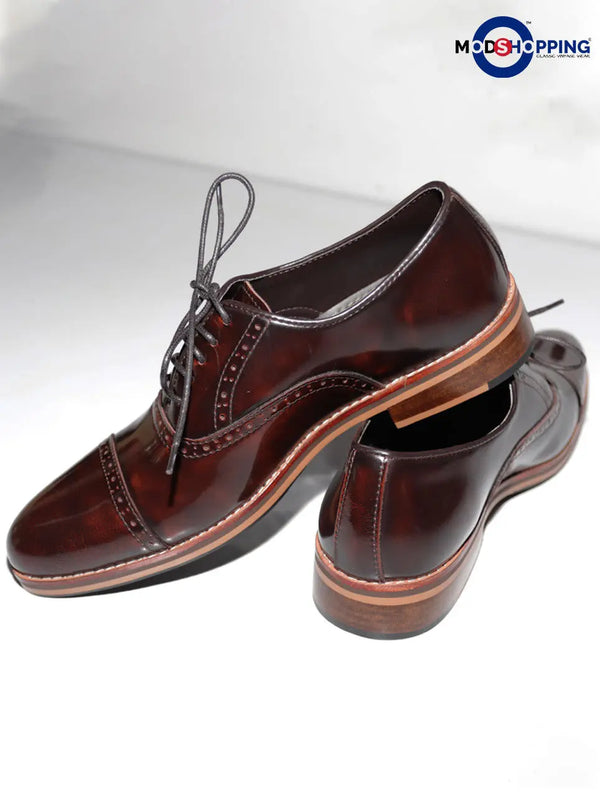 Leather Shoe Brogue Oxford  Dark Brown Color Modshopping Clothing