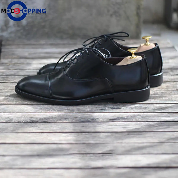 Leather Shoe Cap Toe Oxford (Black) Oxford Shoes Modshopping Clothing