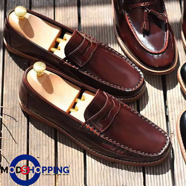 Leather Shoe Penny Loafers Color Dark Brown Shoe For Man Modshopping Clothing