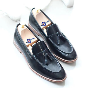 Leather Shoe Tassel Loafers Color Black Shoe For Man Modshopping Clothing