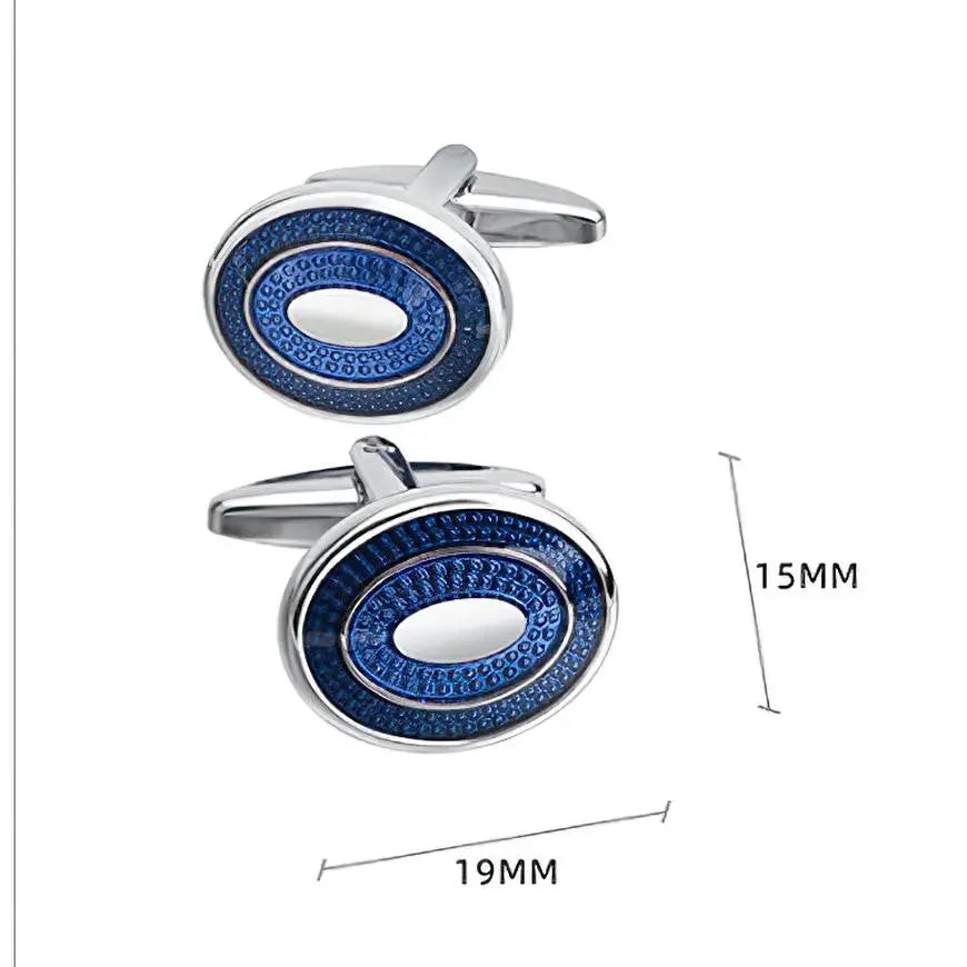 Luxury Men's Oval Blue Crystal Cufflinks Modshopping Clothing