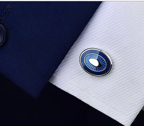 Luxury Men's Oval Blue Crystal Cufflinks Modshopping Clothing