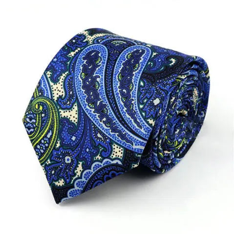 Men's Paisley Ties - Blue And Beige Paisley Tie Modshopping Clothing