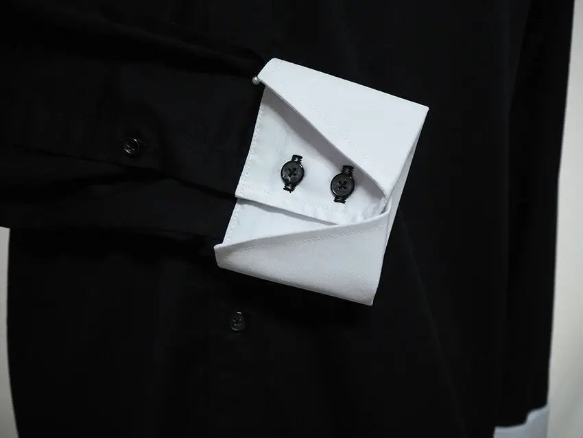 Men's Tab Collar Shirt | Black and White Tab Collar Shirt Modshopping Clothing