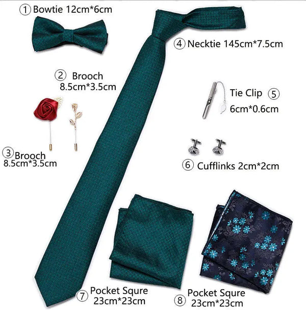 Mens Necktie Set 8 Pec Green Houndstooth Modshopping Clothing