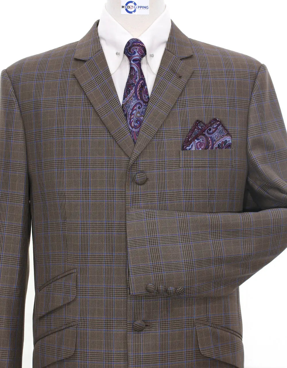 Mod Jacket - Brown Prince Of Wales Check Jacket Modshopping Clothing