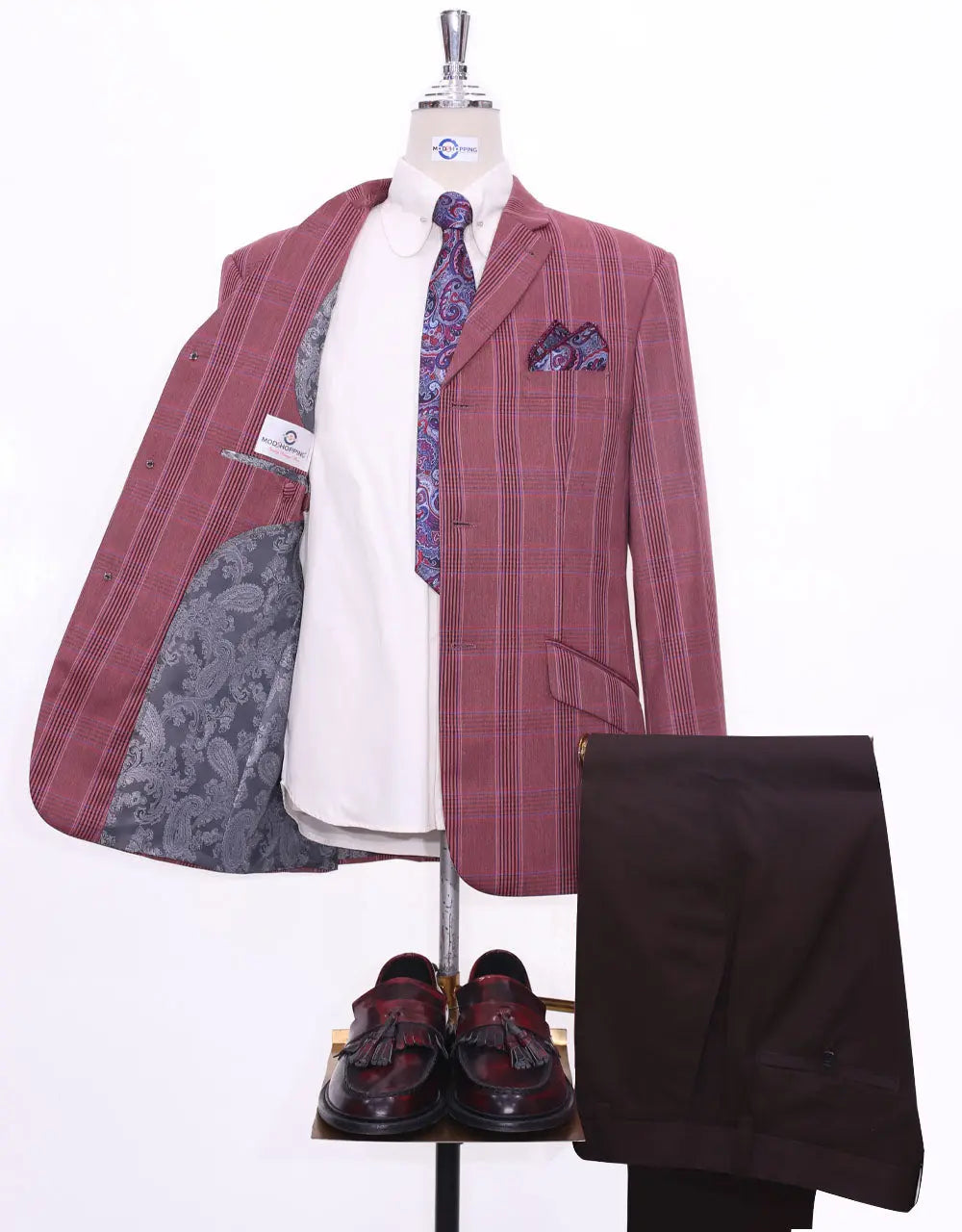 Mod Jacket - Burnt Brick Prince Of Wales Check Jacket Modshopping Clothing