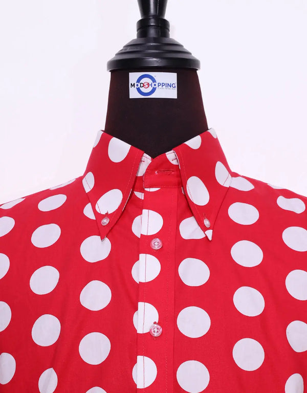 Mod Shirt | Large Red Polka Dot Shirt For Men Modshopping Clothing