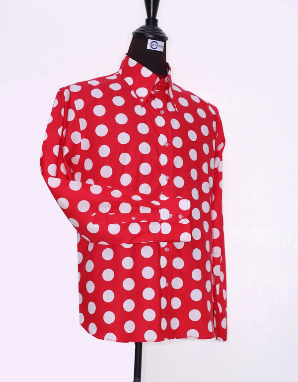Mod Shirt | Large Red Polka Dot Shirt For Men Modshopping Clothing