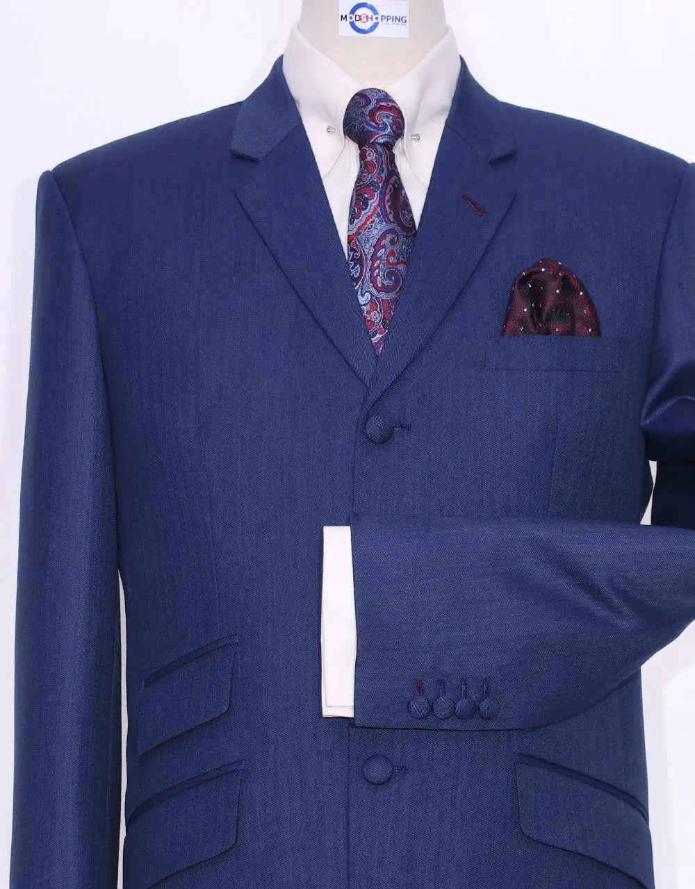 Mod Suit - Midnight Blue Herringbone Suit Modshopping Clothing