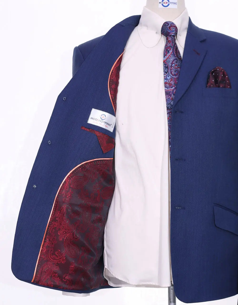 Mod Suit - Midnight Blue Herringbone Suit Modshopping Clothing
