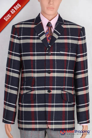 Multi Color blazer | Multi Color check 60s tailored mod style 40R jacket Modshopping Clothing