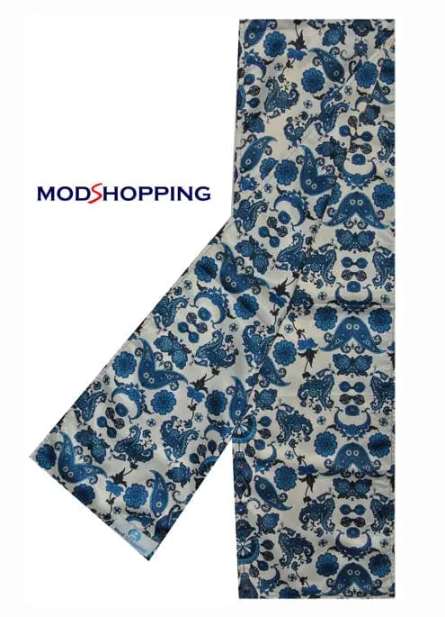 Original Vintage Style Flower Blue Paisley Scarf for men Modshopping Clothing