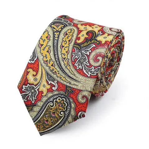 Paisley Tie - Orange And Khaki Paisley Necktie Modshopping Clothing