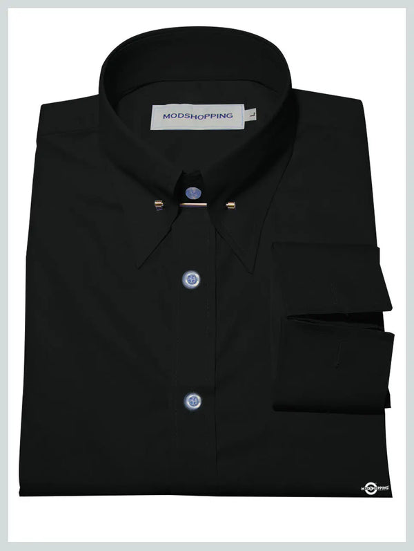 Pin Collar Shirt | Black Shirt for Men uk Modshopping Clothing