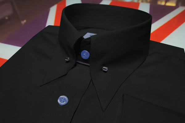 Pin Collar Shirt | Black Shirt for Men uk Modshopping Clothing
