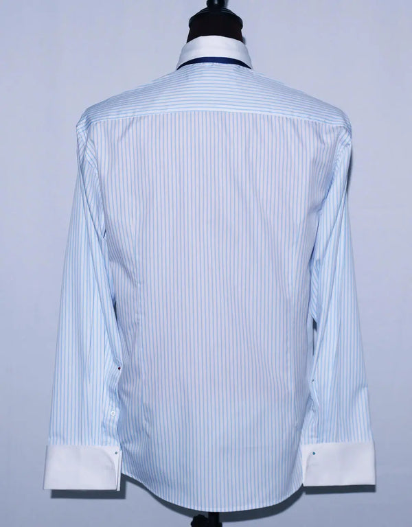Pin Collar Shirt Light Blue And White Striped Modshopping Clothing
