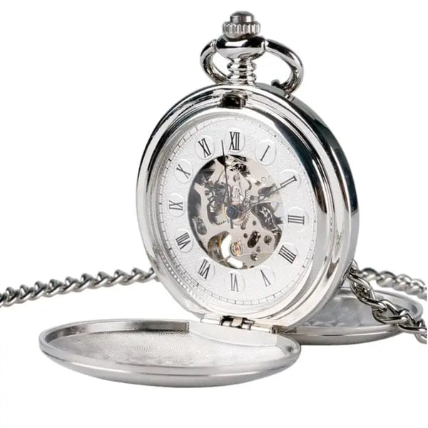 Pocket Watch Chain Silver Double Hunter Modshopping Clothing