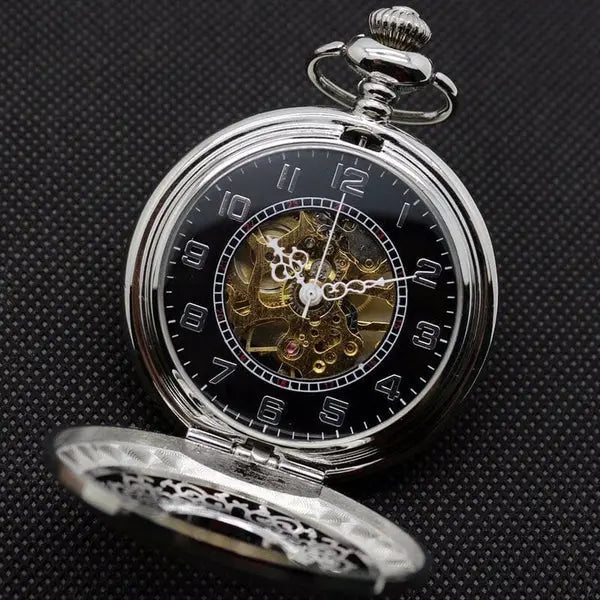 Pocket Watch Set Silver Analog Display Modshopping Clothing