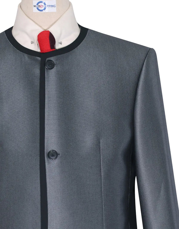 Silver Tonic Beatles Collarless Suit Modshopping Clothing