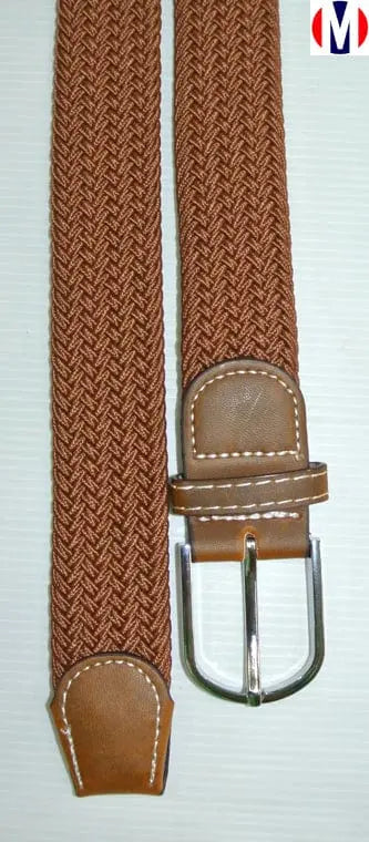 Stripe Belts | Brown Elasticated Woven Belt Modshopping Clothing
