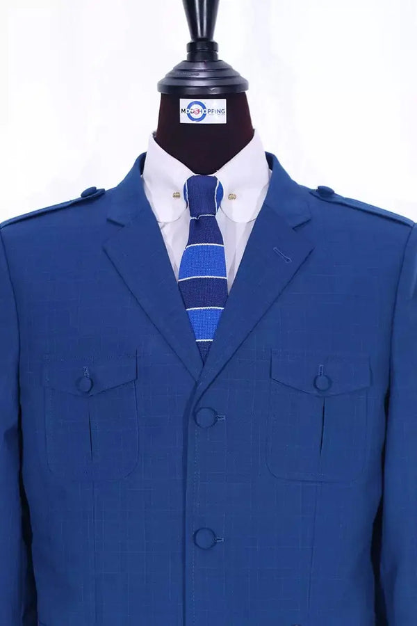 This Jacket Only - Blue Windowpane Check Jacket Size 40R Modshopping Clothing
